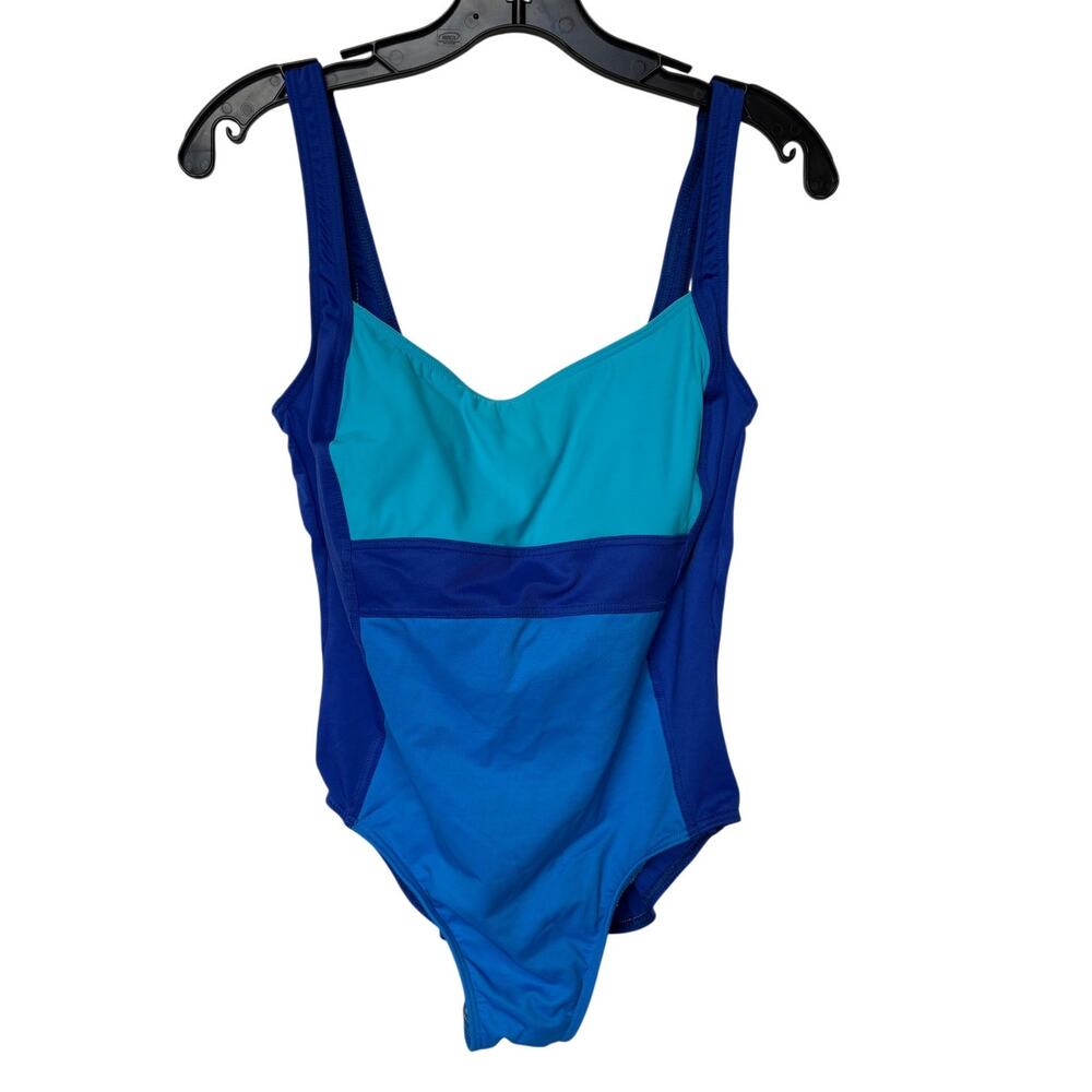 Miraclesuit Colorblock Blue and Aqua One Piece Swimsuit size 14(?)- Please Read